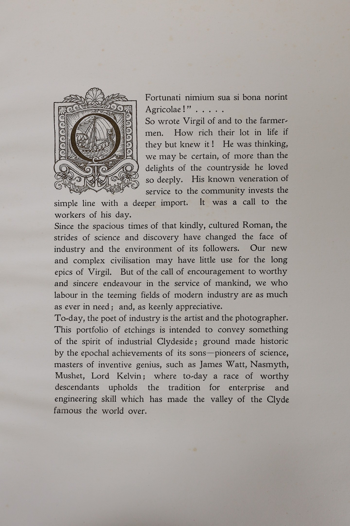 Frank Henry Mason (1876-1965), Impressions of the Works of William Beardmore and Company Ltd, Glasgow, folio of six etchings, all signed in pencil, 25 x 18cm, folio overall 46 x 37cm